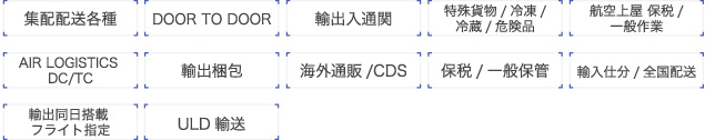 国際航空貨物輸送の主なサービス