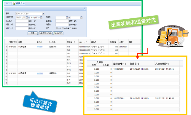 SG-WULIU系统的退货检索画面